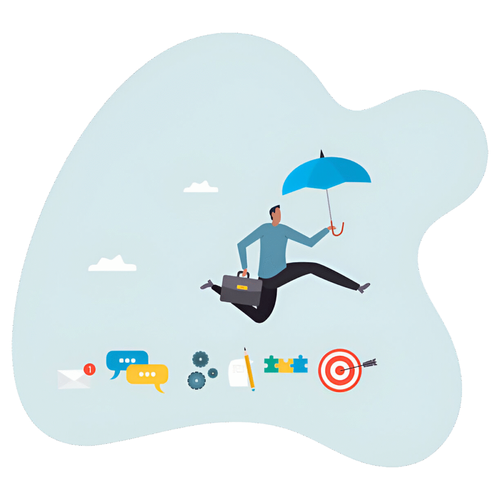 یک فرد حرفه‌ای با جهش به سمت اهدافش، نمادی از برنامه‌های توسعه و رشد شغلی است که از یک ارزیابی استعداد شبکه‌ای ۹ خانه‌ای ایجاد شده است.